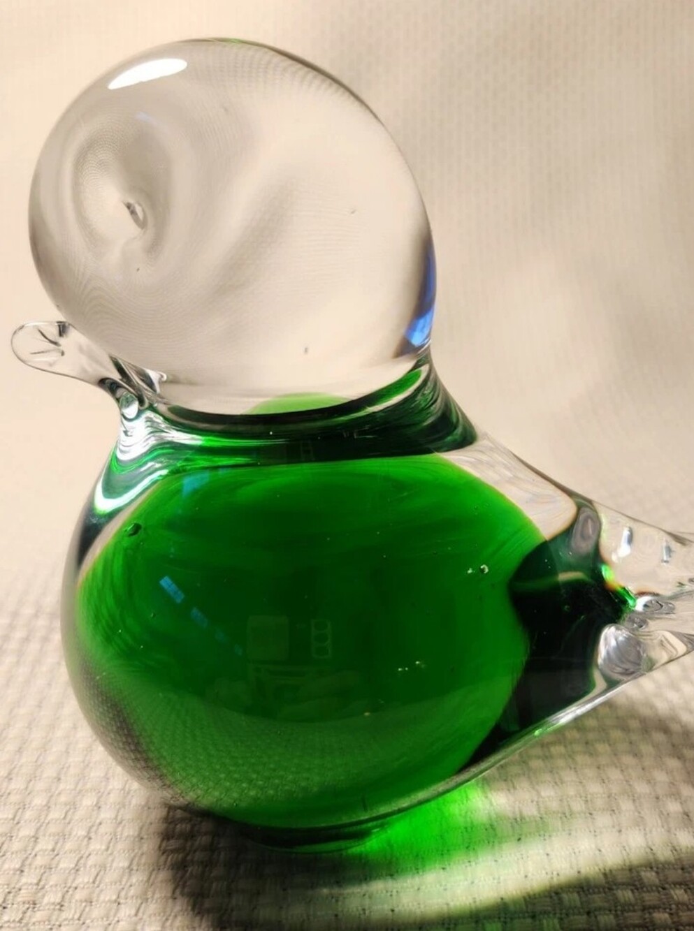 Vintage Eneryda Sweden 4" Green Art Glass Bird Figurine MCM Paperweight Cased - Picture 3 of 11